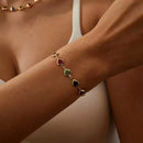Conjunto Colar e Pulseira de Corações coloridos