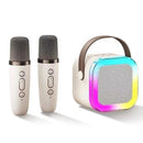 Caixa De Som -  Karaoke - Com 2 Microfones Sem Fio , Alto-Falante Bluetooth Brincadeira Para A Família Karaokê
