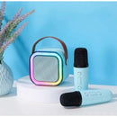 Caixa De Som -  Karaoke - Com 2 Microfones Sem Fio , Alto-Falante Bluetooth Brincadeira Para A Família Karaokê